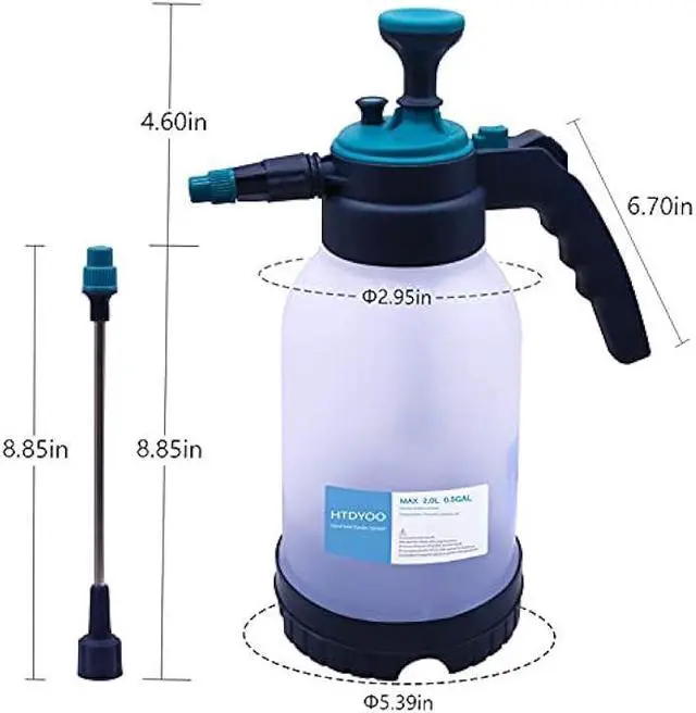 Alt view image 5 of 5 - 0.5 Gallon Garden Pump Sprayer, Hand Held Garden Sprayer, Water Spray Unit with Adjustable Nozzle and Extra Extended Spray