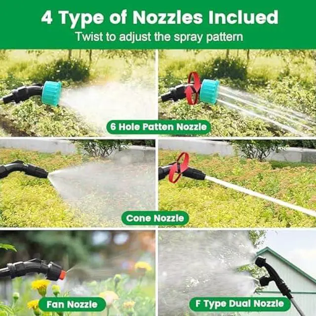 Alt view image 5 of 5 - Battery Powered Sprayer 1.35 Gallon, 2025 Electric Sprayer with 3 Adjustable Speeds, 4 Mist Nozzles, Rechargeable Handle, Retractable Wand, Garden Sprayer with Adjustable Shoulder Strap for Weed Lawn
