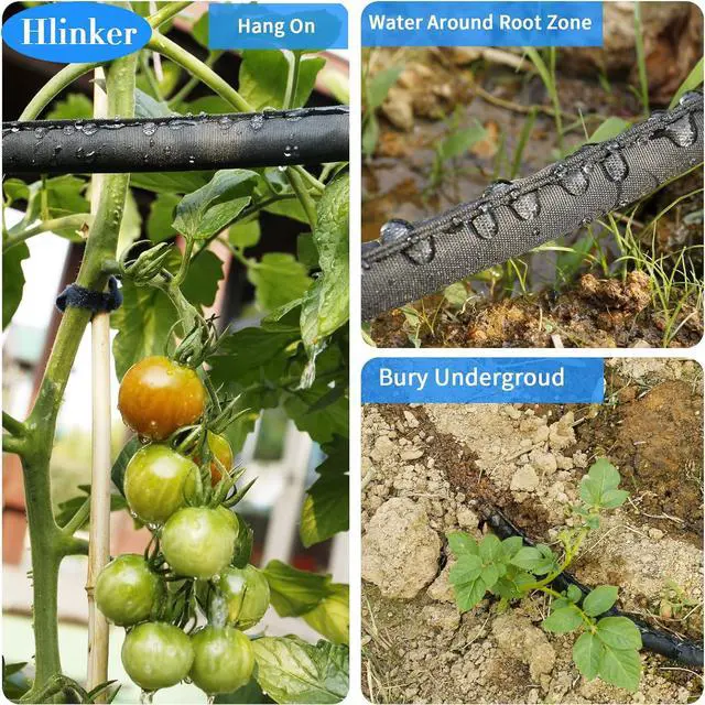 Alt view image 4 of 7 - Flat Soaker Hose 50 FT for Garden Beds, 50Ft 1/2" Linkable Consistent Drip Irrigation Hose Save 80% Water, Leakproof Heavy Duty Double Layer Sprinkler Hose
