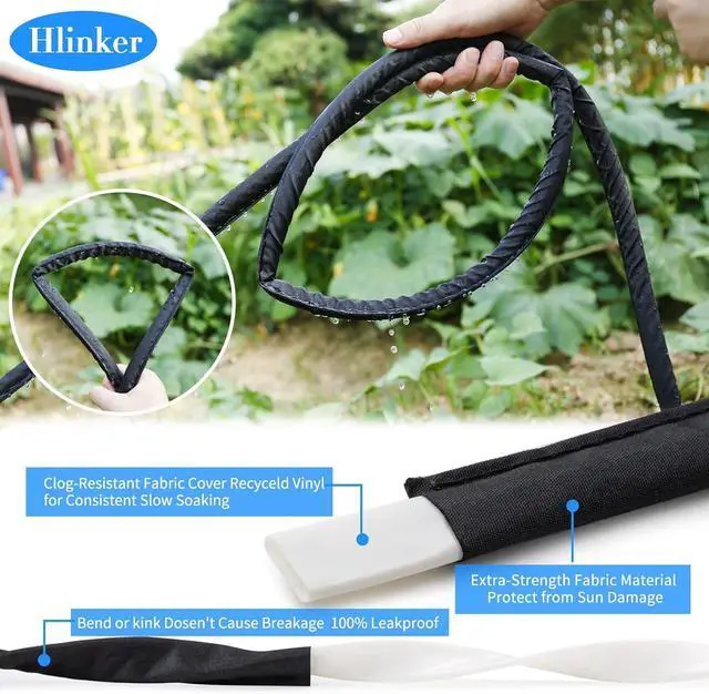 Alt view image 5 of 7 - Flat Soaker Hose 50 FT for Garden Beds, 50Ft 1/2" Linkable Consistent Drip Irrigation Hose Save 80% Water, Leakproof Heavy Duty Double Layer Sprinkler Hose