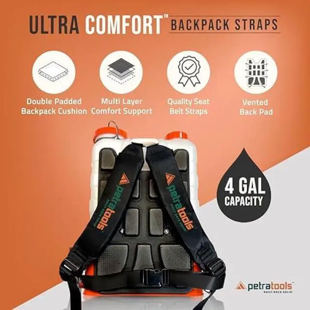 Alt view image 5 of 5 - PetraTools Battery Powered Backpack Sprayer 4 Gallon - 6 Hours Long Battery Life & Padded Straps for Comfort - HD4000 Electric Backpack Garden Sprayer with 6 Spray Nozzles & 90PSI Adjustable Pressure