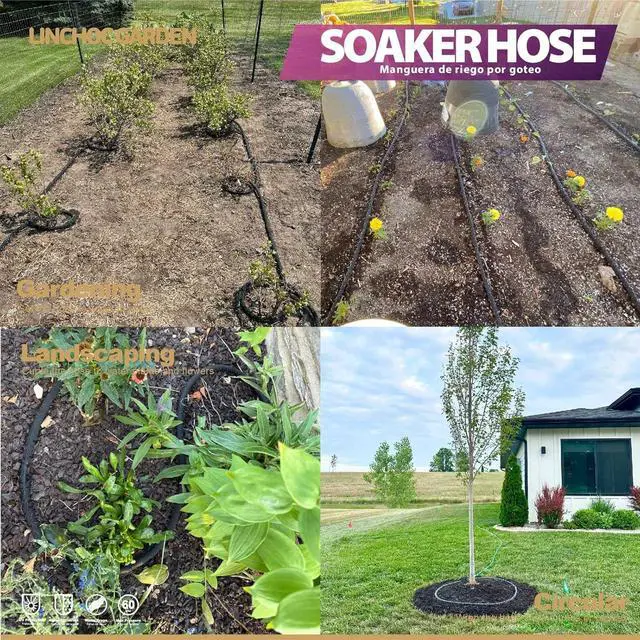 Alt view image 5 of 7 - LICNCHOC GARDEN Soaker Hose 150ft,1/2 INCH Flexible Durable Garden Hose for Efficient Watering, Leak-Proof Design 100% Recycled Rubber,Ideal for Lawns,Gardens & Flower Beds