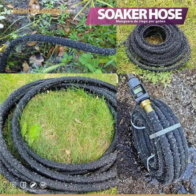 Alt view image 7 of 7 - LICNCHOC GARDEN Soaker Hose 150ft,1/2 INCH Flexible Durable Garden Hose for Efficient Watering, Leak-Proof Design 100% Recycled Rubber,Ideal for Lawns,Gardens & Flower Beds