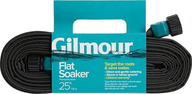 Alt view image 2 of 7 - Gilmour 25' Black Flat Weeper Soaker Hose for Garden Beds, Drip Irrigation Outdoor Hose, Flexible Garden Hose for Vegetable Gardens, Flower Beds, Lawns, and Orchards