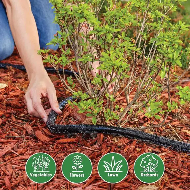 Alt view image 5 of 7 - Gilmour 25' Black Flat Weeper Soaker Hose for Garden Beds, Drip Irrigation Outdoor Hose, Flexible Garden Hose for Vegetable Gardens, Flower Beds, Lawns, and Orchards