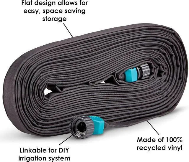 Alt view image 6 of 7 - Gilmour 25' Black Flat Weeper Soaker Hose for Garden Beds, Drip Irrigation Outdoor Hose, Flexible Garden Hose for Vegetable Gardens, Flower Beds, Lawns, and Orchards