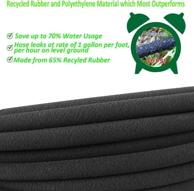 Alt view image 4 of 6 - STYDDI Soaker Hose, 1/2" x 75 FT Round Rubber Garden Soaker Hose, Heavy Duty Water Seeper Soaker Hoses for Foundation Watering, Garden Beds, Garden, Lawn and Plants