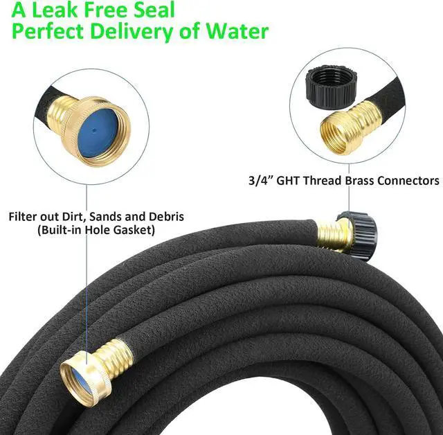 Alt view image 5 of 6 - STYDDI Soaker Hose, 1/2" x 75 FT Round Rubber Garden Soaker Hose, Heavy Duty Water Seeper Soaker Hoses for Foundation Watering, Garden Beds, Garden, Lawn and Plants