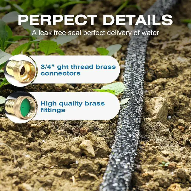 Alt view image 2 of 6 - Soaker Hose 150FT Heavy Duty Rubber Saves 75% Water End Cap Included for Additional Hose Connect Great for Gardens/Flower Beds