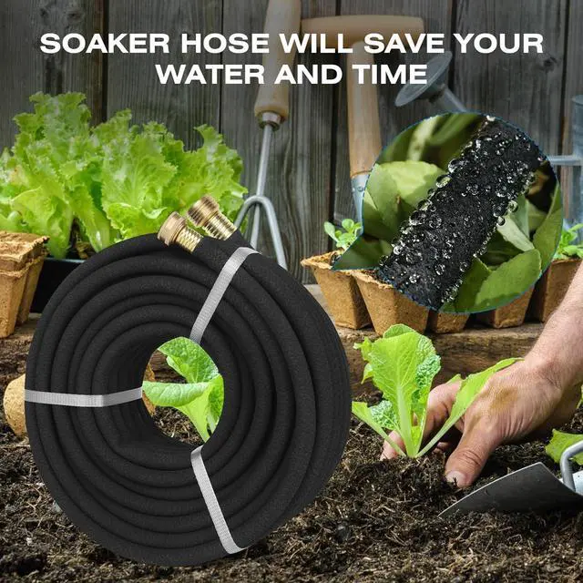 Alt view image 6 of 6 - Soaker Hose 150FT Heavy Duty Rubber Saves 75% Water End Cap Included for Additional Hose Connect Great for Gardens/Flower Beds