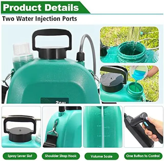 Alt view image 5 of 5 - Battery Powered Sprayer 2 Gallon, Upgrade Powerful Electric Sprayer with 3 Mist Nozzles, Retractable Wand, Rechargeable Handle, Garden Sprayer with Adjustable Shoulder Strap for Lawn & Garden