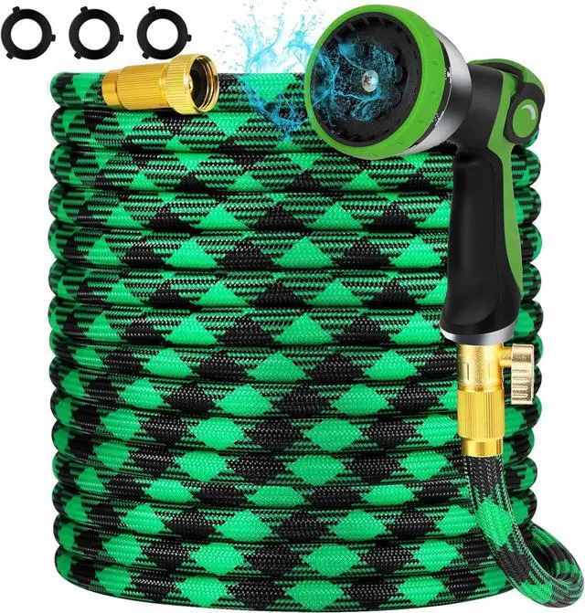 Main image of 25FT NON-EXPANDABLE Garden Hose Ultra Lightweight Hose & Flexible Water Hose with 10-Pattern Spray Nozzle- Explosion-proof, High-Strength Special Cloth Cover with 3/4" Brass Connector.
