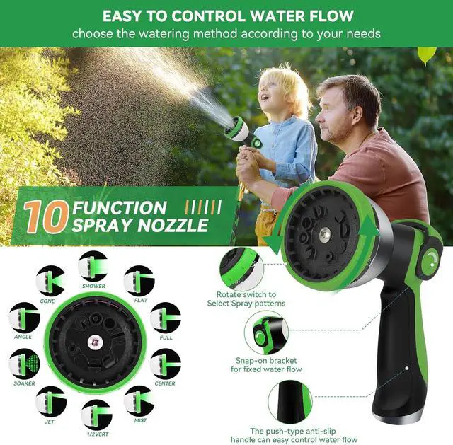 Alt view image 5 of 6 - 25FT NON-EXPANDABLE Garden Hose Ultra Lightweight Hose & Flexible Water Hose with 10-Pattern Spray Nozzle- Explosion-proof, High-Strength Special Cloth Cover with 3/4" Brass Connector.