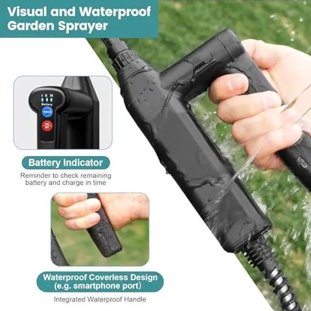 Alt view image 3 of 5 - Battery Powered Sprayer 2 Gallon, 2025 Upgrade Electric Sprayer with 3 Adjustable Speed, Battery Indicator, 4 Mist Nozzles, Rechargeable Retractable Wand with Adjustable Shoulder Strap for Lawn Garden