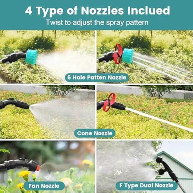 Alt view image 5 of 5 - Battery Powered Sprayer 2 Gallon, 2025 Upgrade Electric Sprayer with 3 Adjustable Speed, Battery Indicator, 4 Mist Nozzles, Rechargeable Retractable Wand with Adjustable Shoulder Strap for Lawn Garden