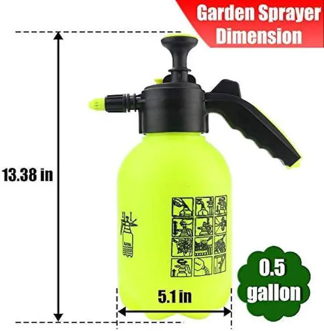 Alt view image 4 of 6 - Sunnyglade Hand Held Garden Sprayer Portable Lawn Pressure Pump Sprayer Adjustable Nozzle Manual 1/2 Gallon