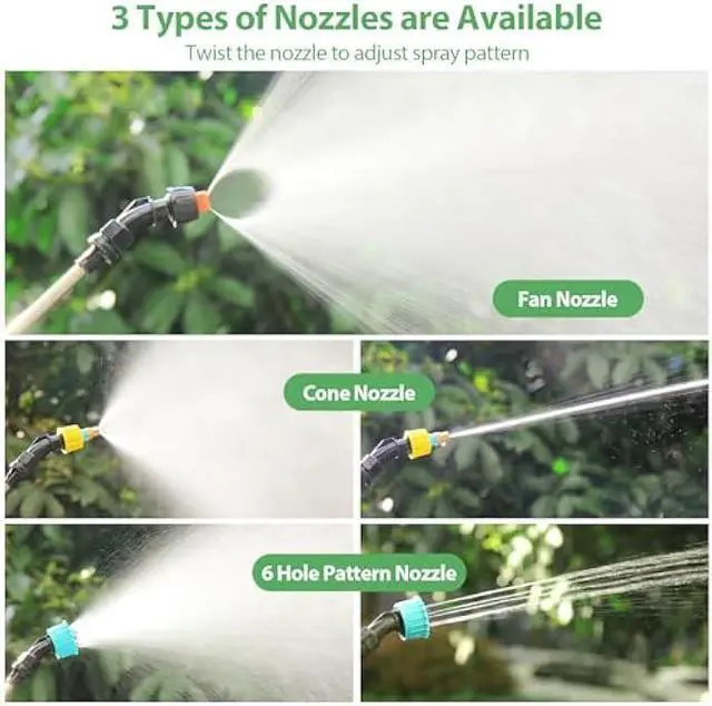 Alt view image 4 of 5 - Battery Powered Sprayer, Upgraded 1.35 Gallon Electric Garden Sprayer with Battery Indicator, 23.6 Telescopic Wand, 3 Mist Nozzles, Shoulder Type Weed Sprayer for Yard, Lawn and Garden