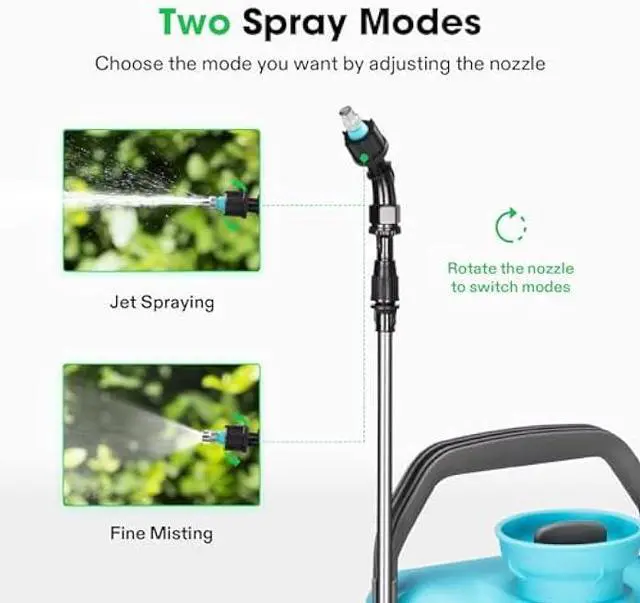 Alt view image 3 of 7 - Battery Powered Sprayer, 2.1Gallon/8L Electric Pump Sprayer with Six Nozzles, Adjustable Shoulder Strap and Spray Wand for Garden, Lawn and Other Cleaning, Blue