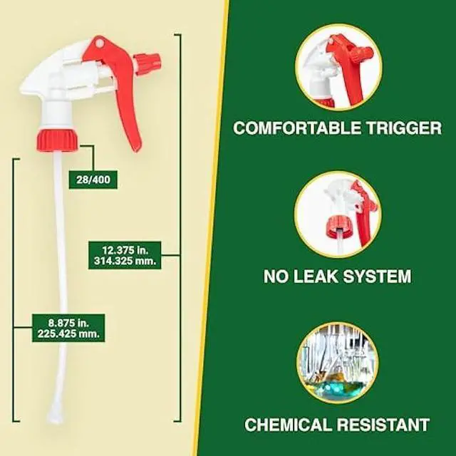 Alt view image 2 of 6 - Heavy Duty 32oz Plastic Spray Bottles for Cleaning - Large Empty Industrial Bottles for Gardening Solutions, Vinegar, Chemicals, Professional Cleaners - Adjustable Sprayer Nozzle - 2 Pack