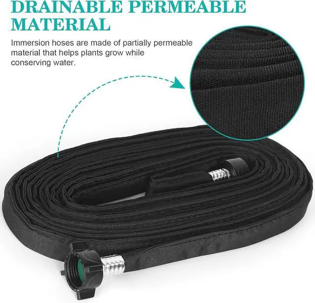 Alt view image 2 of 7 - AIODE Flat Soaker Hose 200FT (50FT 4Pack) for Garden Beds Drip Hose Heavy Duty Save 80% Water for Vegetable Tree (200FT)