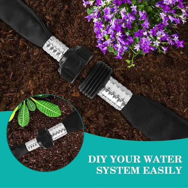 Alt view image 4 of 7 - AIODE Flat Soaker Hose 200FT (50FT 4Pack) for Garden Beds Drip Hose Heavy Duty Save 80% Water for Vegetable Tree (200FT)