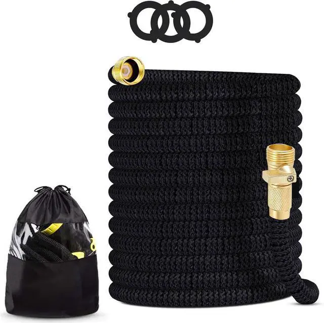 Main image of J&B XpandaHose 100ft Expandable Garden Hose - Heavy Duty Superior Strength 3750D - 4 -Layer Latex Core - Extra Strong Brass Connectors and Storage Bag (Black 100)