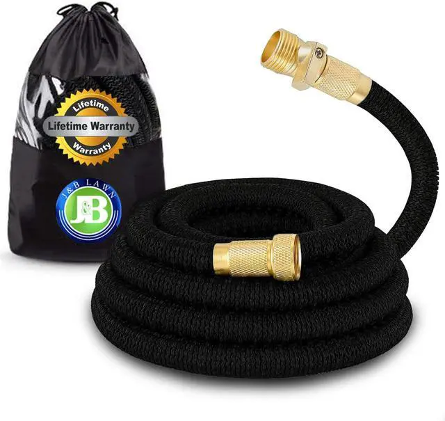 Alt view image 2 of 4 - J&B XpandaHose 100ft Expandable Garden Hose - Heavy Duty Superior Strength 3750D - 4 -Layer Latex Core - Extra Strong Brass Connectors and Storage Bag (Black 100)