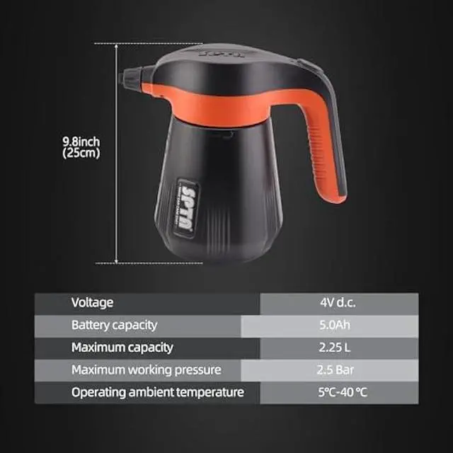 Alt view image 2 of 5 - SPTA Pressure Foam Sprayer, 2.25L/76 oz Electric Pressurized Soap Sprayer Car Foam Sprayer, Cordless Pump Sprayer, Car Wash Pressure Washer Foamer with 500ML Car Wash Shampoo for Car Wash Detailing