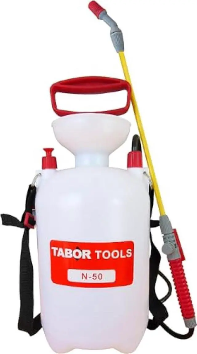 Main image of TABOR TOOLS 1.3 Gallon sparayer for Lawn and Garden. Pump Pressure with Pressure Relief Valve, Adjustable Shoulder Strap, and Adjustable Wand Nozzle. N50A