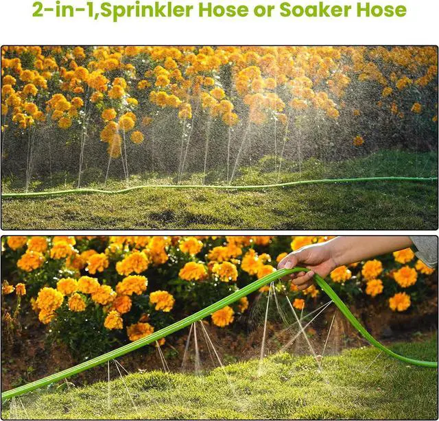Alt view image 3 of 6 - Sprinkler Soaker Hose 75FT with Holes, Garden Watering Hose with Stakes, Drip Hose Sprinkler, Efficient Saving Water for Lawn Garden and Yard, Leakproof