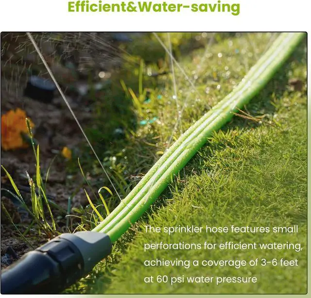 Alt view image 4 of 6 - Sprinkler Soaker Hose 75FT with Holes, Garden Watering Hose with Stakes, Drip Hose Sprinkler, Efficient Saving Water for Lawn Garden and Yard, Leakproof