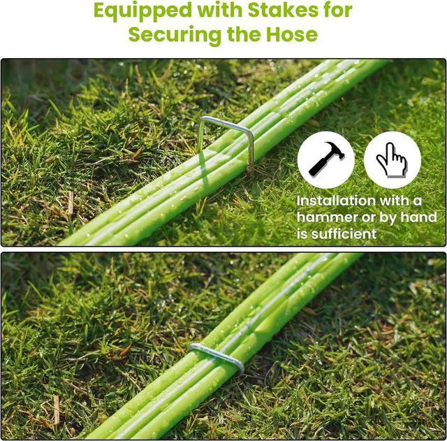 Alt view image 5 of 6 - Sprinkler Soaker Hose 75FT with Holes, Garden Watering Hose with Stakes, Drip Hose Sprinkler, Efficient Saving Water for Lawn Garden and Yard, Leakproof