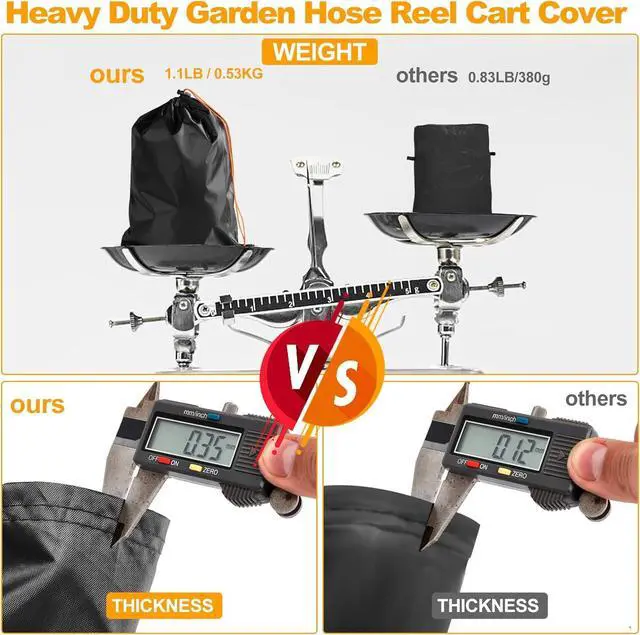 Alt view image 2 of 7 - Garden Hose Reel Cart Cover,420D Heavy Duty Hosepipes Cover for Garden with Air Vent,Waterproof Strip,2 Reflective Strip Handles,Univeral Outdoor Protective Hose Holder Cover,All Season Protection