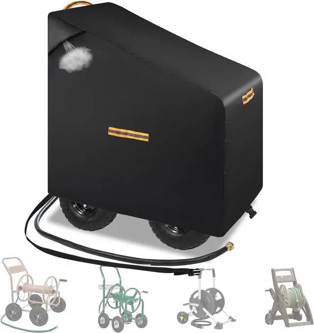 Main image of Garden Hose Reel Cart Cover,420D Heavy Duty Hosepipes Cover for Garden with Air Vent,Waterproof Strip,2 Reflective Strip Handles,Univeral Outdoor Protective Hose Holder Cover,All Season Protection