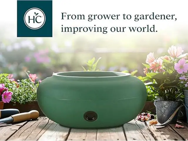 Alt view image 5 of 7 - The HC Companies RZ.GH210DF1C001LRDJH 21 Inch Diameter Lightweight Garden Hose Storage Pot for 75-100 Ft Hoses, Pairs w/Terrazzo Series Pots, Green, Grassy Green