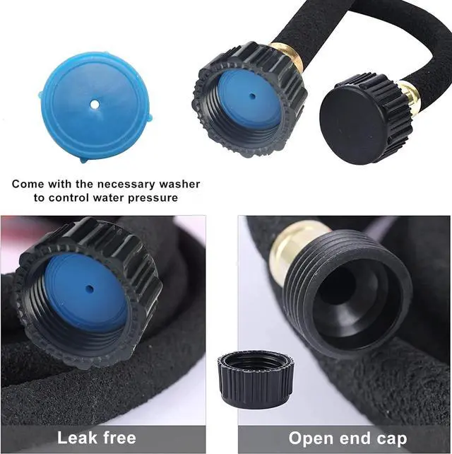Alt view image 2 of 7 - Soaker Hose Kit 3/8 inch x 50ft - Heavy Duty Garden Hose, Irrigation Rubber Weeping Hose with Reinforced Fittings for Raised Garden Flower Bed, Lawn and Plants.