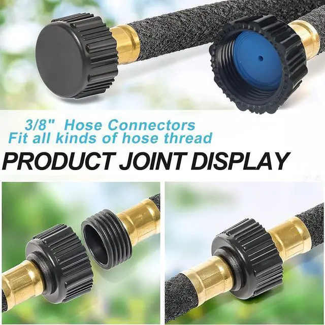 Alt view image 3 of 7 - Soaker Hose Kit 3/8 inch x 50ft - Heavy Duty Garden Hose, Irrigation Rubber Weeping Hose with Reinforced Fittings for Raised Garden Flower Bed, Lawn and Plants.