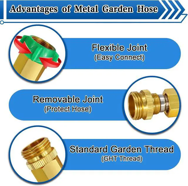 Alt view image 5 of 7 - Boltigen Short Garden Hose 2 feet, 2pack 304 Stainless Steel Short Water Hose, Flexible & Lightweight Short Hose with Female to Female Metal Connector, 2ft Garden Hose, for Convenient Garden Working