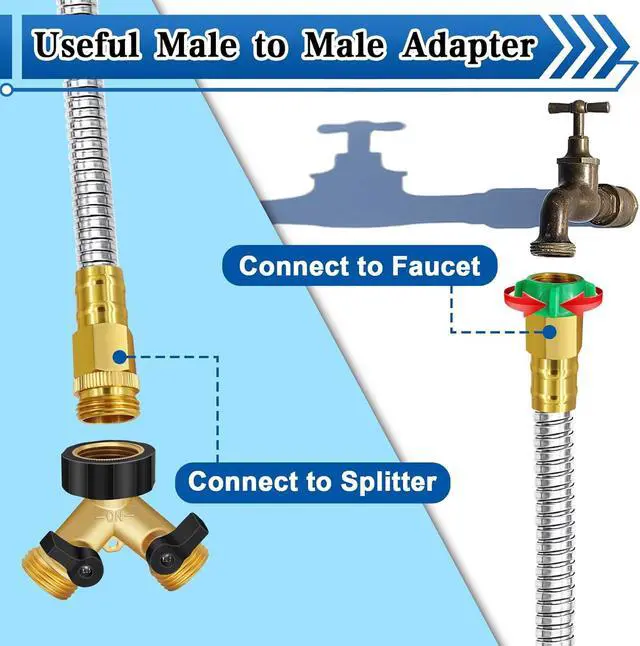 Alt view image 7 of 7 - Boltigen Short Garden Hose 2 feet, 2pack 304 Stainless Steel Short Water Hose, Flexible & Lightweight Short Hose with Female to Female Metal Connector, 2ft Garden Hose, for Convenient Garden Working