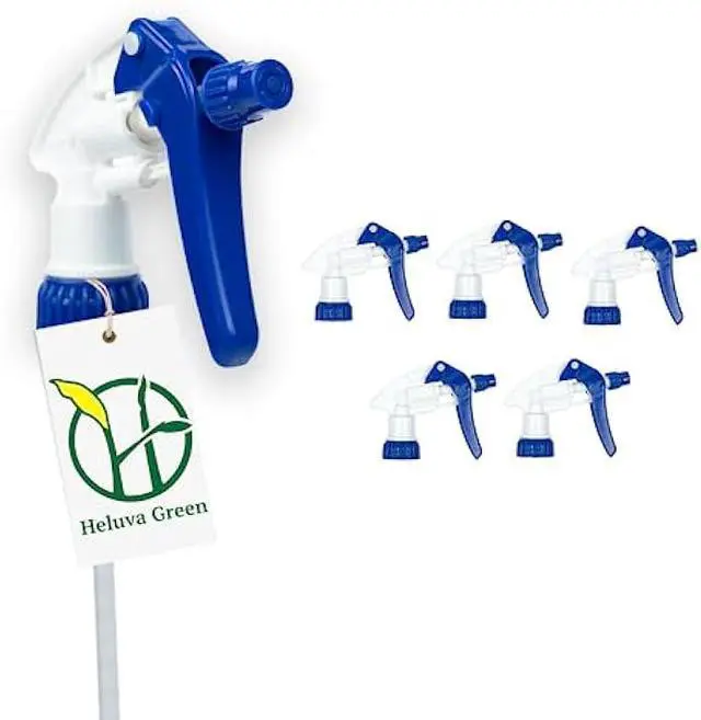 Main image of Spray Bottle Nozzle Replacement, Bottle Tops Only - Sprayer Nozzle Triggers for Heavy Duty, Commercial, Home Cleaning Solutions - Fits 8,16,24,32 oz Plastic & Glass Bottles, Blue 6 pack