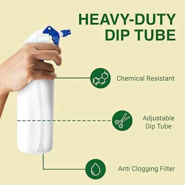 Alt view image 4 of 6 - Spray Bottle Nozzle Replacement, Bottle Tops Only - Sprayer Nozzle Triggers for Heavy Duty, Commercial, Home Cleaning Solutions - Fits 8,16,24,32 oz Plastic & Glass Bottles, Blue 6 pack
