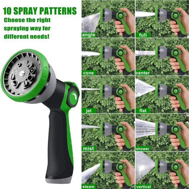Alt view image 6 of 7 - Heavy Duty Garden Hose 5/8" Super Flexible Water Hose with 10 Function Sprayer Nozzle 3/4" Solid Fittings Leakproof Hose 450 Burst PSI Watering Pipe Car Wash (25FT, Black+Green)