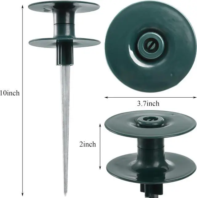 Alt view image 2 of 3 - Coloch 6 Pack Hose Guard Stake, 10 Inch Garden Hose Guide Spike Zinced Metal Spike with Heavy Spin Top, Keep Garden Hose Out of Flower Beds for Plant Protection, Greenhouse, Yard Lawn