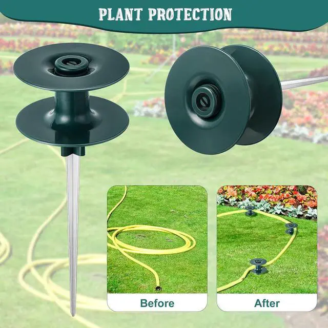 Alt view image 3 of 7 - Chumia 10 Inch Garden Hose Guide Spike, Zinc Coated Rustproof Heavy Duty Metal Stake, Sturdy Top, Keeps Garden Hose Out of Flower Beds, Hose Guard for Yard Plant Protection