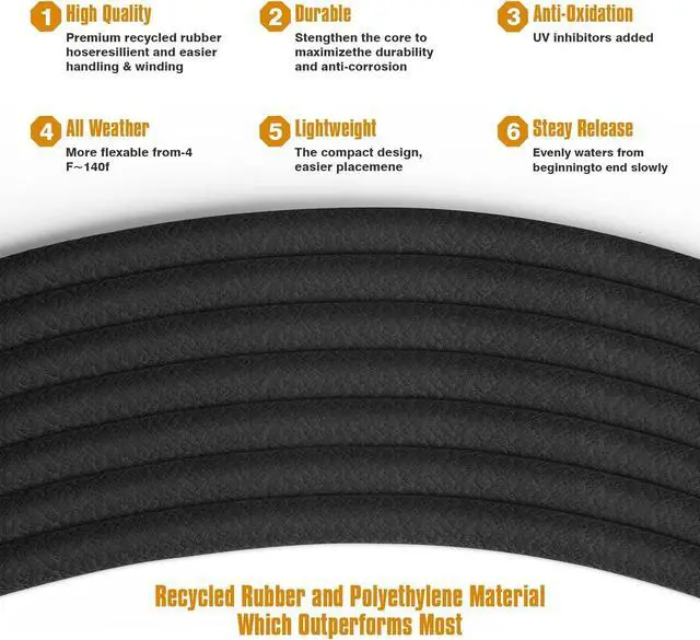 Alt view image 4 of 6 - Soaker Hose 100FT 5/8" Diameter for Garden Beds Solid Brass Interface Irrigation Save 70% Water Heavy Duty Rubber Great for gardens/flower beds