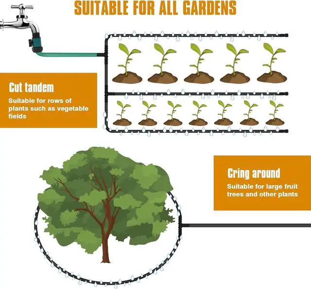 Alt view image 5 of 6 - Soaker Hose 100FT 5/8" Diameter for Garden Beds Solid Brass Interface Irrigation Save 70% Water Heavy Duty Rubber Great for gardens/flower beds