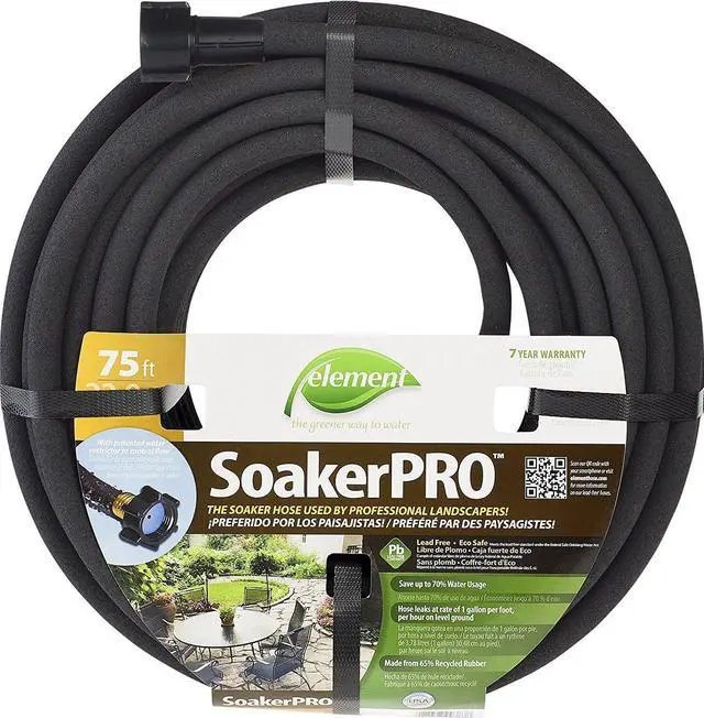 Main image of Swan Products ELSP38075 Element SoakerPRO Professional Landscaping Soaker Hose, 75' x 3/8", Black