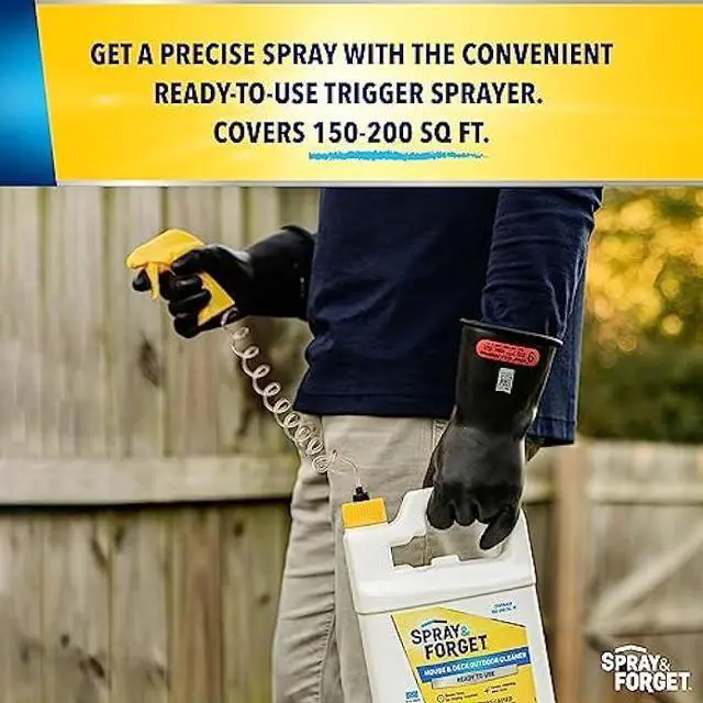 Alt view image 5 of 6 - Spray & Forget Ready-to-Use House & Deck Outdoor Cleaner - Nested Trigger Spray Bottle - 1 Gallon