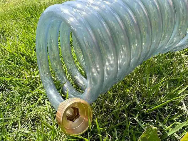 Alt view image 2 of 6 - EVA Recoil Garden Water Hose 3/8"ID x 50ft Premium With 3/4"Inch Brass Fittings Retractable, Swivel Female, Outdoor Patio Hose Marine&Boat, Transparent Gray(50')