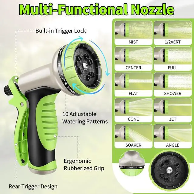 Alt view image 4 of 7 - GOXAWEE Garden Hose 50FT, Stainless Steel Heavy Duty Water Hose With 10 Function Nozzle, No-Kink, Tough & Flexible, Sturdy and Lightweight, Rust Proof for Yard, Outdoor, RV